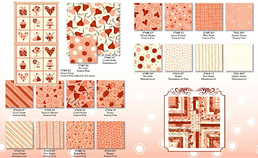 LOVE & KISSES Jelly Roll PATTERN Moda Candy Kisses  