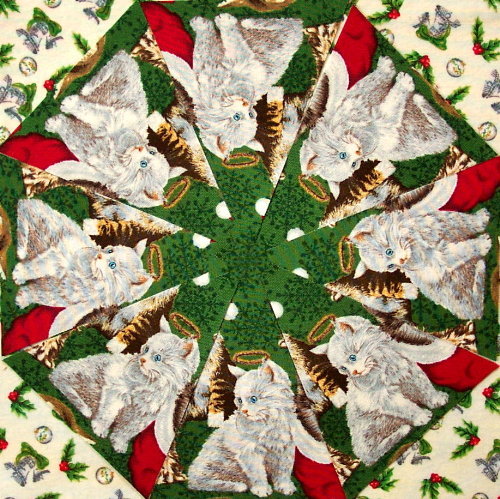 CHRISTMAS KITTENS Kaleidoscope QUILT BLOCKS KIT Squares  