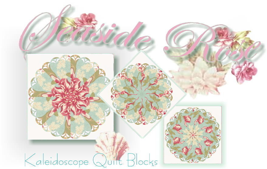 SEASIDE ROSE ~ AQUA 10 Kaleidoscope Quilt Blocks KIT  