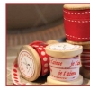 French General Trim 1/2" Red Woven "je t'aime" on White-0