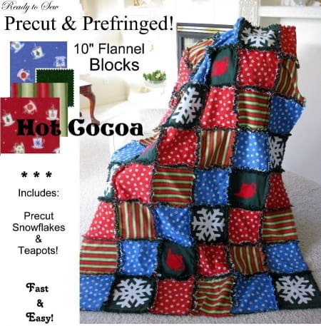 Hot Cocoa Prefringed Flannel Rag Quilt Kit-0