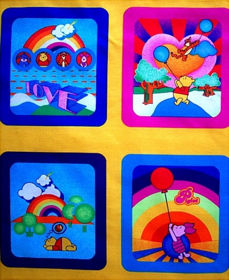 Pooh Bear Fabric Picture Blocks Panel -0