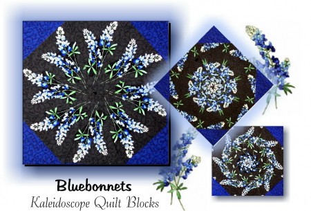 Midnight Bluebonnets Kaleidoscope Quilt Kit -0