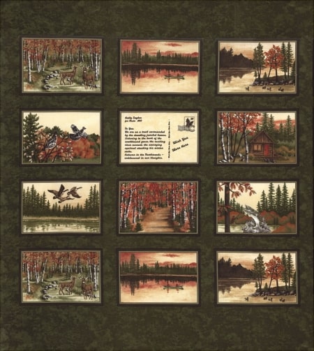 Wish You Were Here Fabric Blocks Panel - Parsley-0