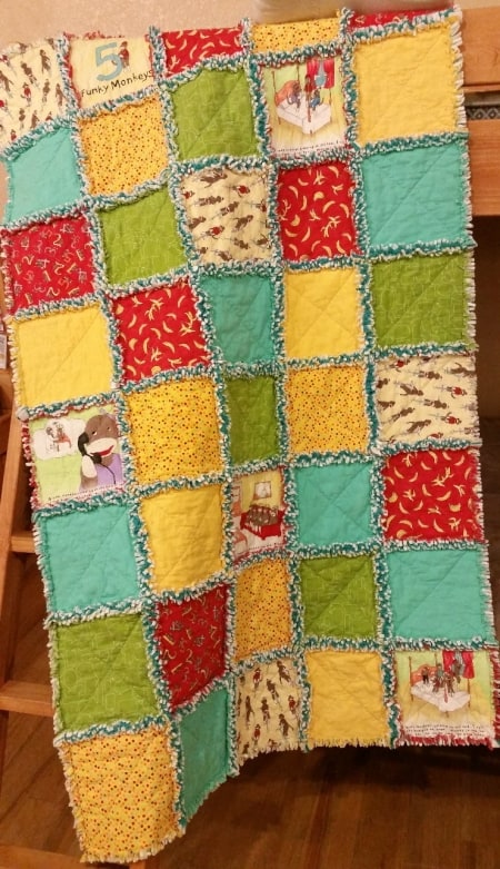 Funky Monkey Prefringed FLANNEL Rag Quilt Kit-0