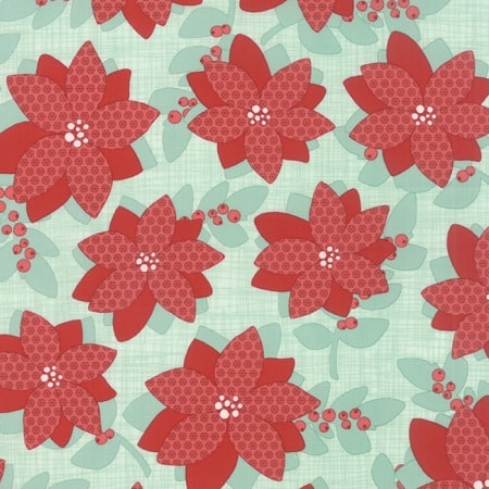 Winterberry Floral Mint Prefringed 10" Blocks-0