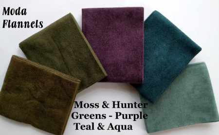 Flannel Green Teal FQ Bundle + BONUS: 2 Quilt Patterns-0