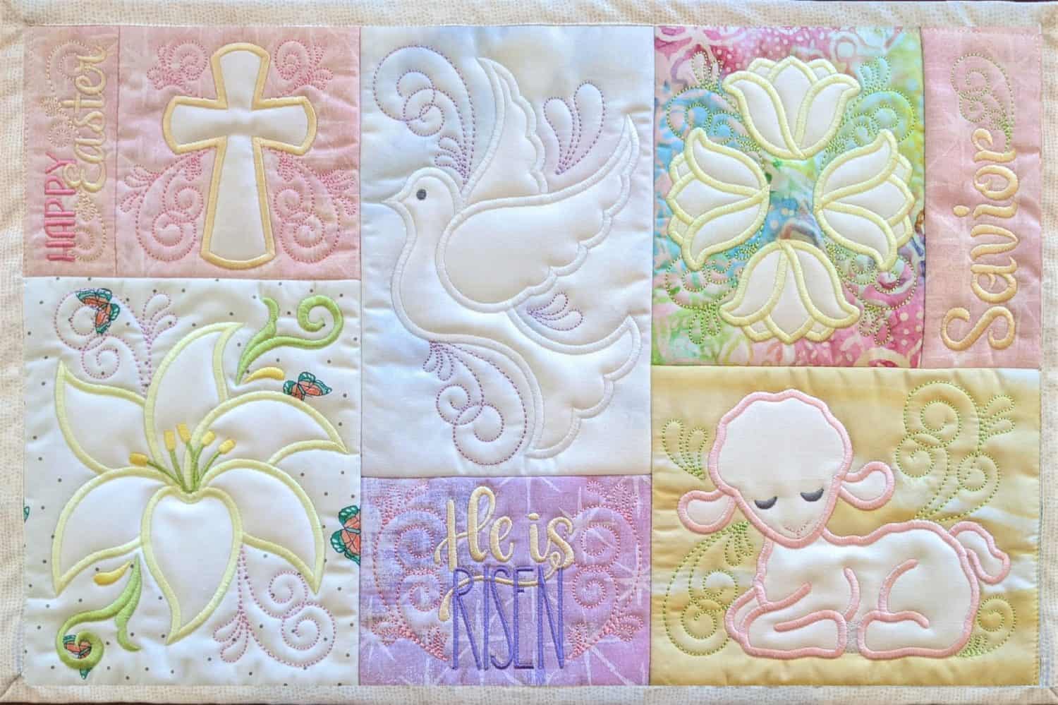 Easter Blessings Placemats Fabric Quilt Kit Designs by Juju Machine