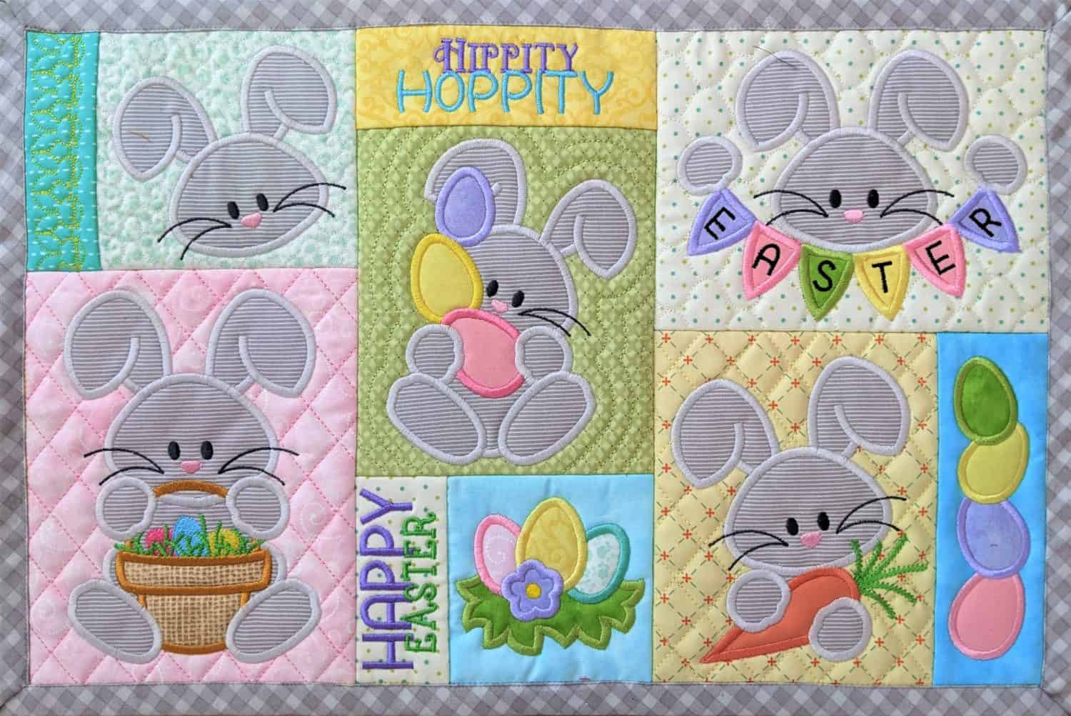 Farmhouse Easter Bunnies Placemats Fabric Quilt Kit Designs by Juju